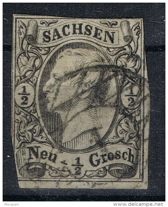 Sello SACHSEN. Saxe, Estado Aleman, Nummerstempel 1, DRESDEN,  Num  7 º - Saxony