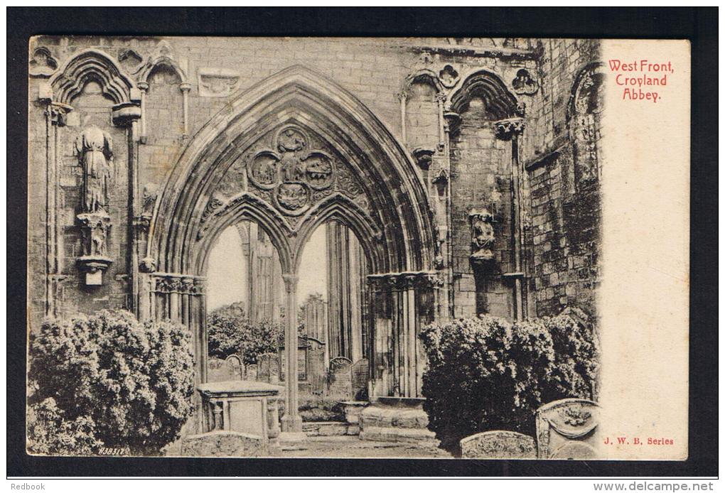 RB 989 - 1908 Postcard - West Front Crowland Abbey - Shropshire Salop - Donnington &amp; Newport Postmarks - Shropshire