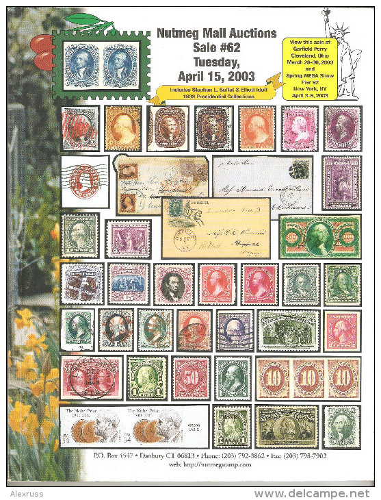 Nutmeg US Stamps Auction # 62,April 2003,Used In Good Condition - Catalogues For Auction Houses