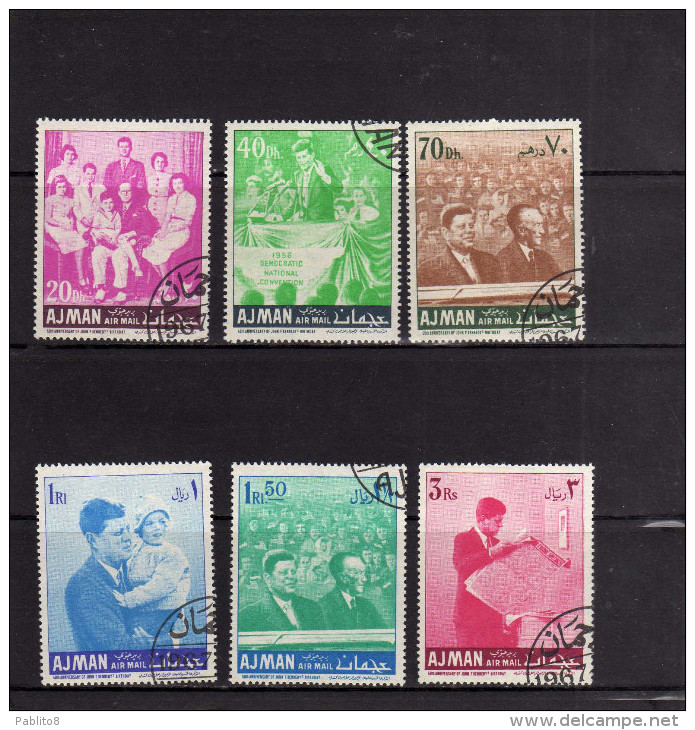 UNITED ARAB EMIRATES AJMAN 1967 KENNEDY ASSASSINATION ASSASSINIO 1963 USATI USED - Ajman