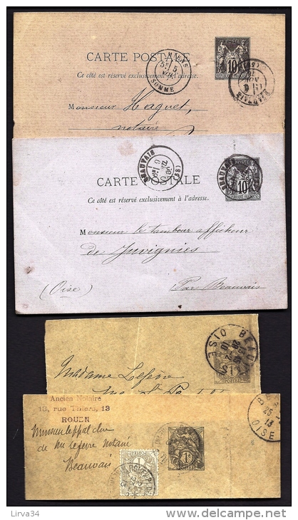 LOT DIVERS 10 ENTIERS POSTAUX- CATES POSTALES- CARTES LETTRES ET BANDES JOURNAUX- ETAT MOYEN- POUR ETUDE- 4 SCANS - Lots Et Collections : Entiers Et PAP