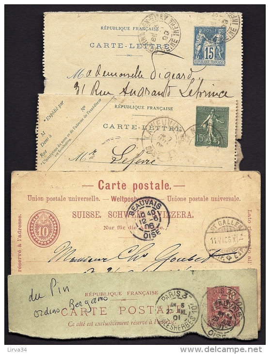 LOT DIVERS 10 ENTIERS POSTAUX- CATES POSTALES- CARTES LETTRES ET BANDES JOURNAUX- ETAT MOYEN- POUR ETUDE- 4 SCANS - Lots Et Collections : Entiers Et PAP