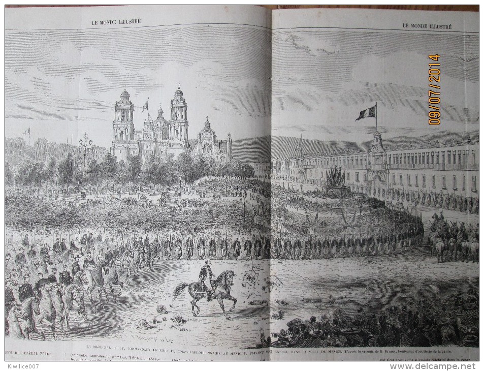 Mexico Mexique  Gravure  1863  Le Marechal Forey   Fait Son Entrée Dans La Ville De Mexico Mexique - Non Classés