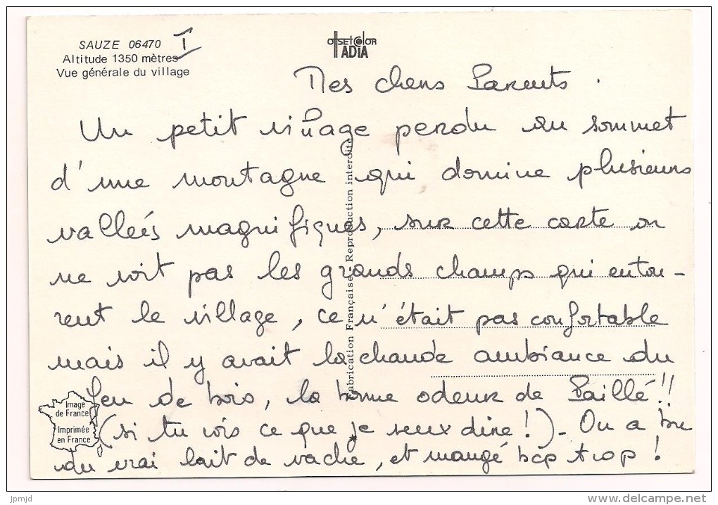 06 - SAUZE - Altitude 1350 Mètres - Vue Générale Du Village - Ed. ADIA - Autres & Non Classés