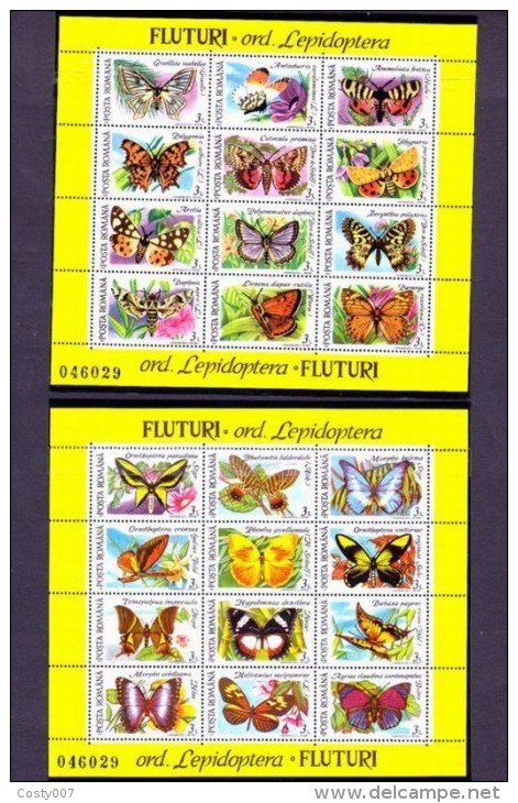 Romania 1991 Butterflies, 2 Perf. Sheetlet, MNH S.139 - Unused Stamps