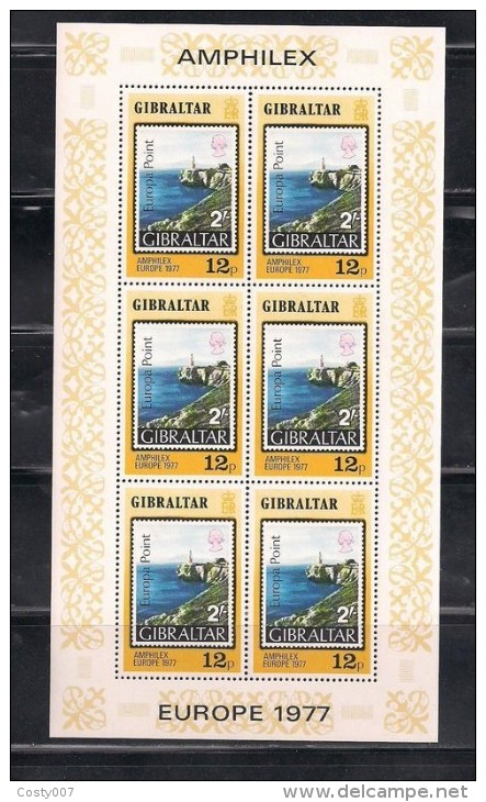 Gibraltar 1977 Europa CEPT, AMPHILEX In Amsterdam, 12p, Perf. Sheetlet, MNH S.148 - 1977