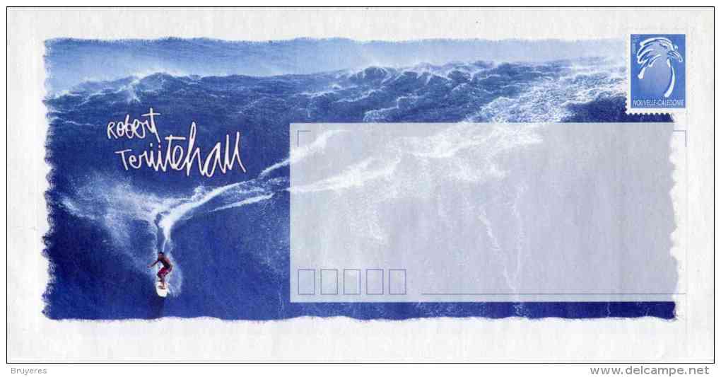 PAP De 2004 Avec Timbre "Cagou Bleu Type Lavergne" Et Repiquage "Le Surfeur Robert Teriitehau" - Prêt-à-poster