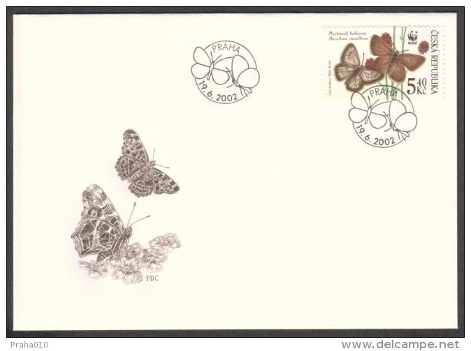 Czech Rep. / First Day Cover (2002/13 A) Praha: Maculinea Nausithous, Sanguisorba Officinalis, WWF; Araschnia Levana - Lettres & Documents