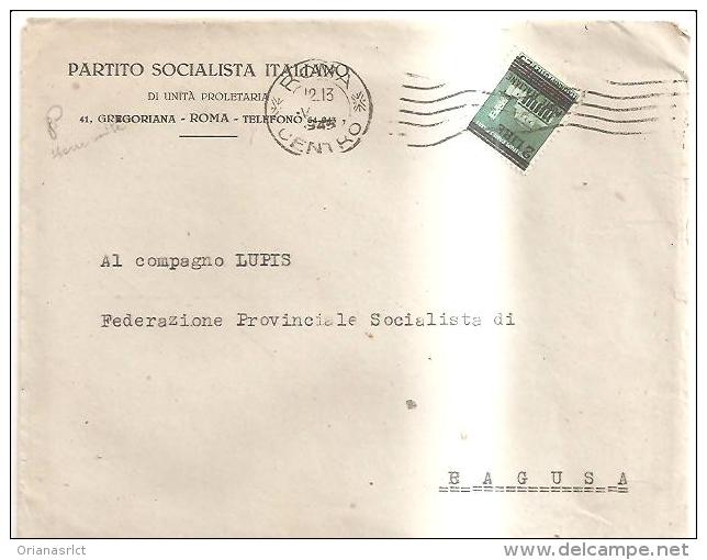 77734)   LETTERA  CON 2£ SU 25C. MONUMENTI DISTRUTTI DA ROMA A RAGUSA IL 13/8/1945 PSI - Other & Unclassified