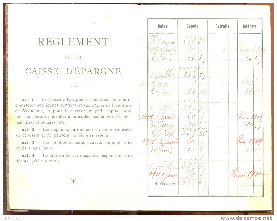 71600 L - Livret De Caisse D'Epargne CHOCOLATERIE D AIGUEBELLE (SAVOIE) Juin 1906 TB - Documents Historiques