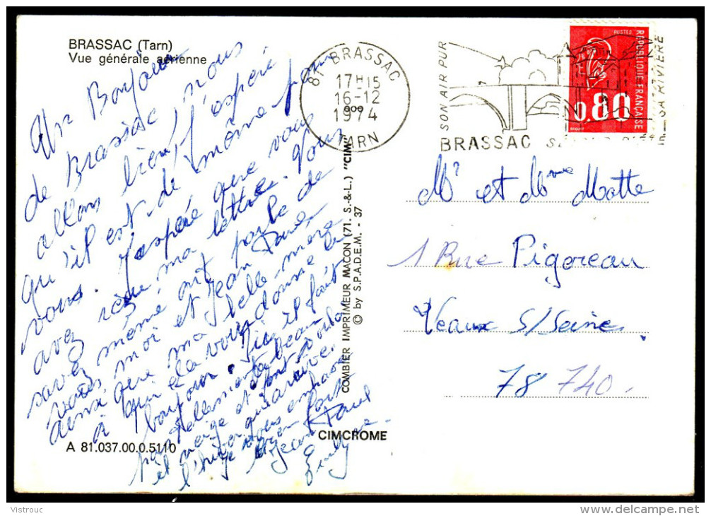 BRASSAC - Vue Aérienne - Circulé - Circulated - Gelaufen - 1974. - Brassac