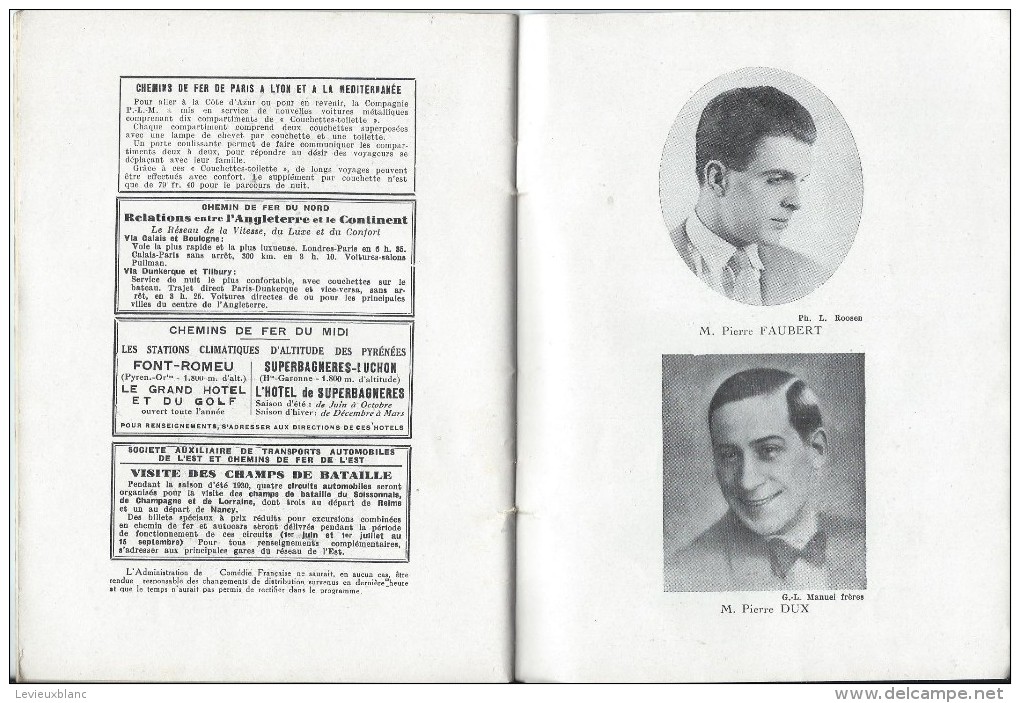 Théatre/Comédie Française/Un Déjeuner D´Amoureux/La Voix Humaine/Cocteau/Madeleine Renaud/ 1931   PROG58 - Programmes