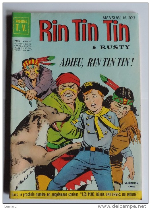 Rintintin & Rusty - Mensuel N°103 - Adieu , Rin Tin Tin ! - Sagedition - Depot Legal 3 Trimestre 1968. - Rintintin