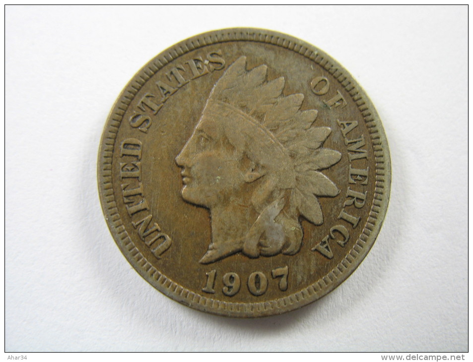 US USA  1 ONE CENT INDIAN HEAD  1907   COIN NICE GRADE   LOT 30 NUM 16 - 1859-1909: Indian Head