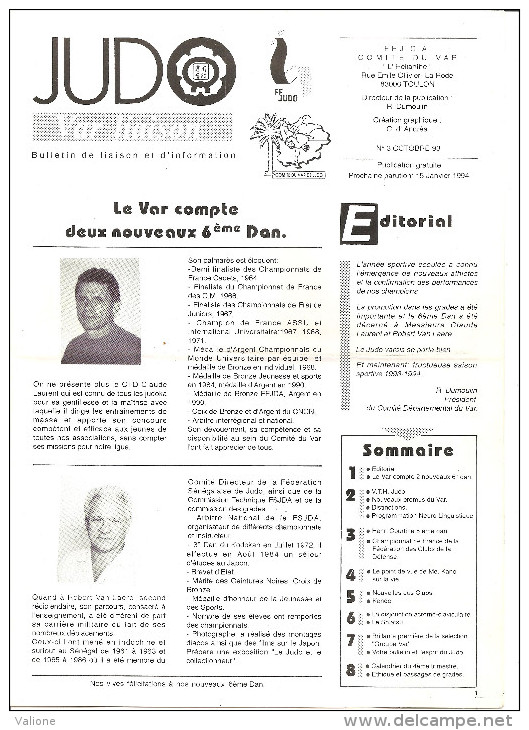 Rare Livret Var Liaison JUDO 8 Pages  1993 - Gevechtssport