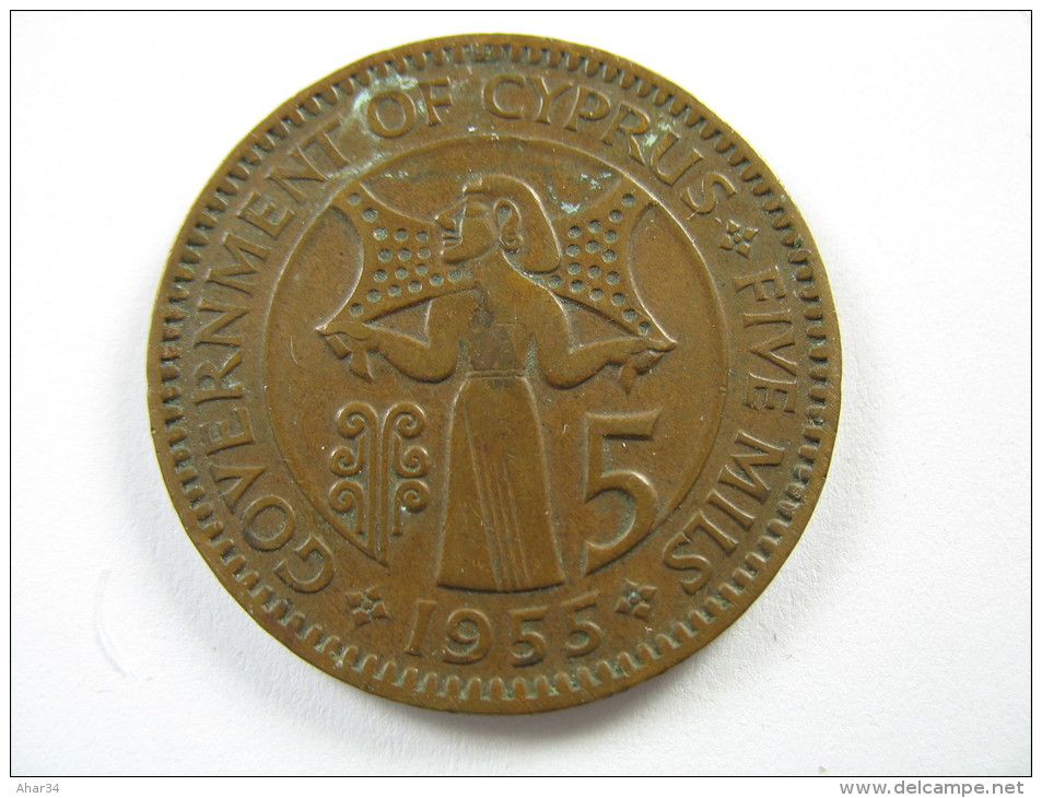 CYPRUS 5 MILS 1955    COIN   LOT 30 NUM  26 - Chypre