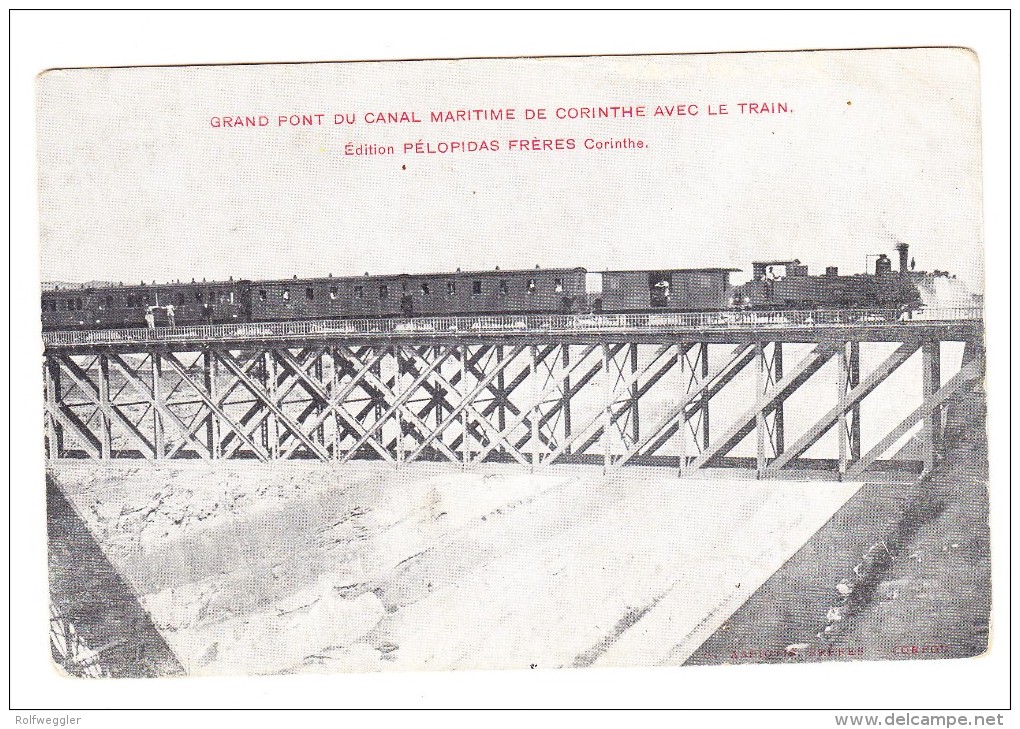 Grand Pont Du Canal Maritime De Corinthe Avec Le Train - Treinen