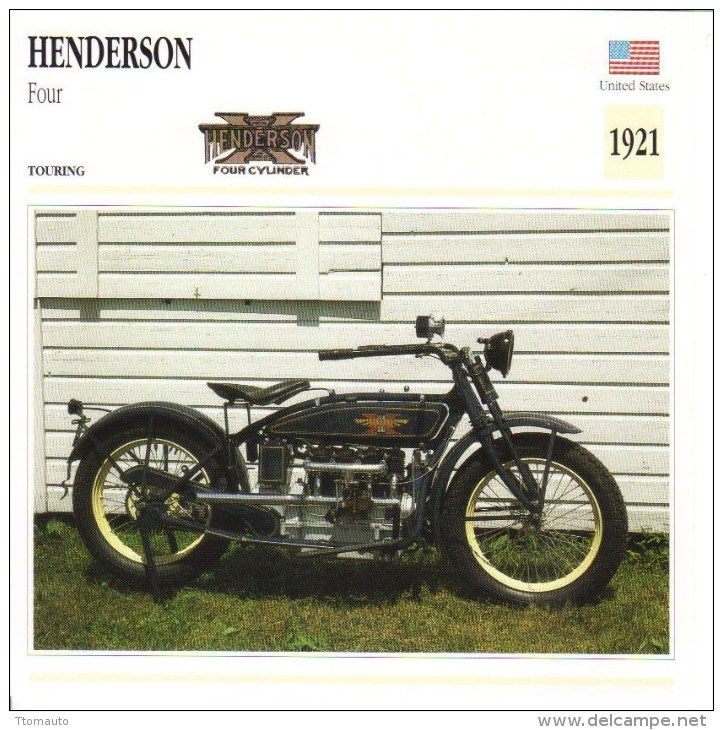 Collector´s Card  -  Henderson 1300cc 4 Cyl   -  1921  -  Edito-service - Motos