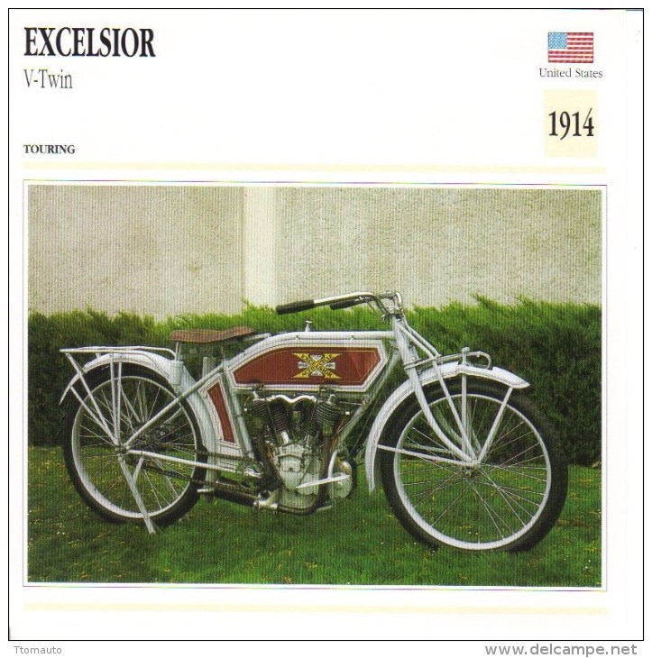 Collector´s Card  -  Excelsior 750cc V-Twin   -  1914  -  Edito-service - Motos
