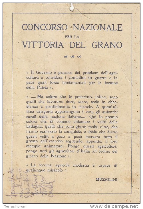 M-f.m.- Illustratore A. Busi - Locandina IV Concorso La Vittoria Del Grano 1929 - Periodo Fascista Mussolini - Busi, Adolfo