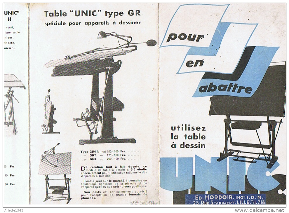 UTILISEZ LA TABLE à DESSEIN Ed . HORDOIR ING. I. D. N.   à  LILLE 1931 - Matériel Et Accessoires