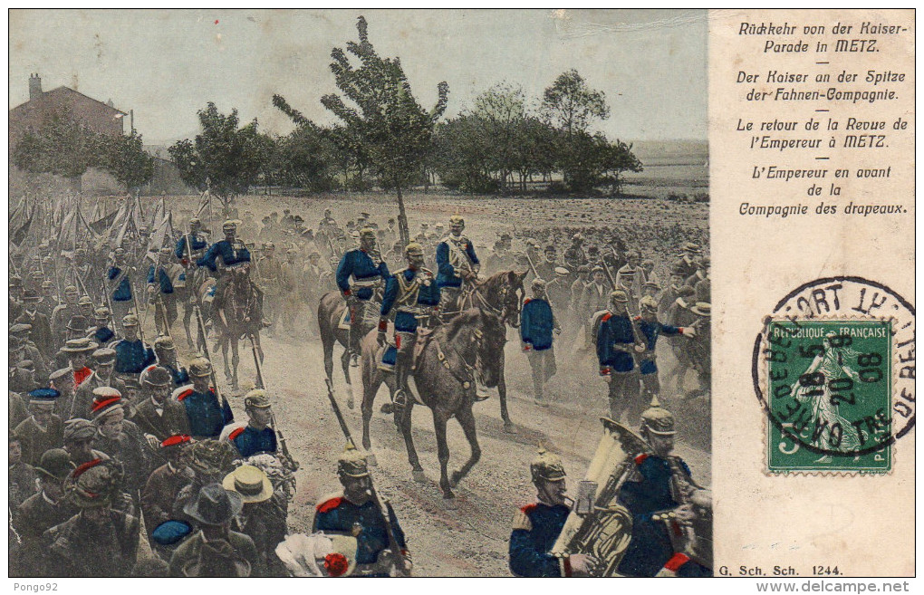 Cpa 1908, Retour De La Revue De L'empereur à Metz, L'empereur En Avant De La Cie Des Drapeaux (39.102) - Guerres - Autres