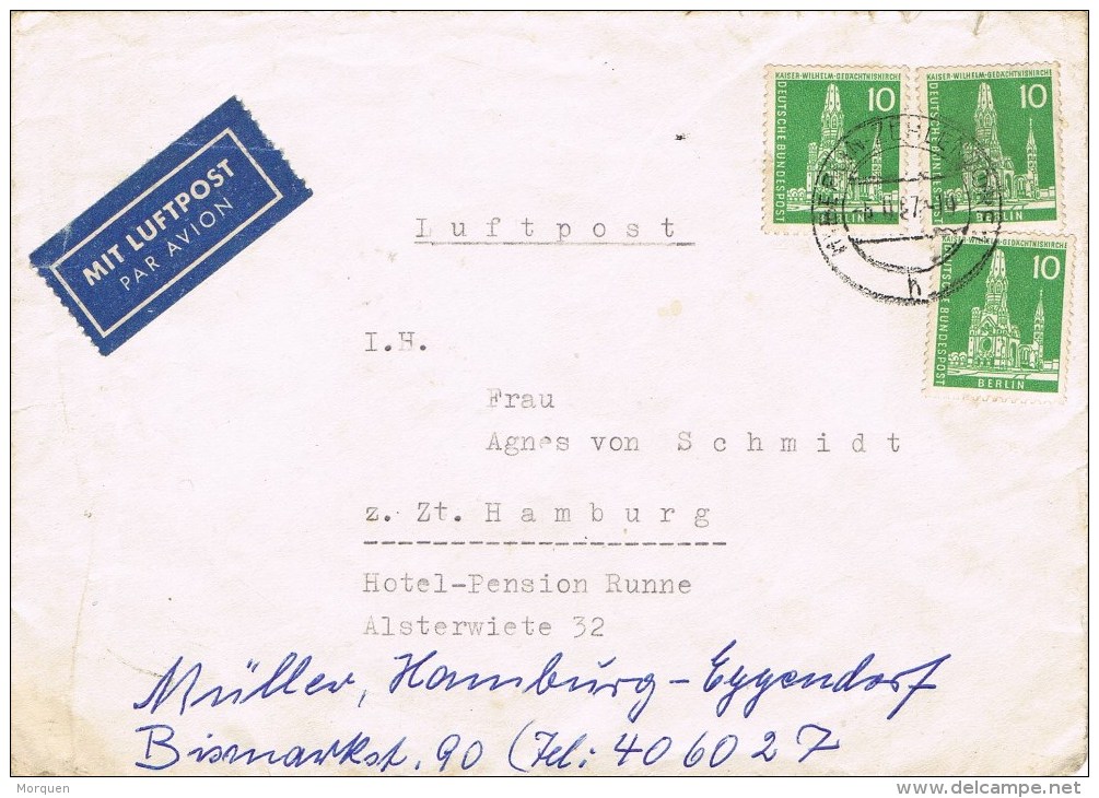 9533. Carta Aerea BERLIN Zehlendorf (Alemania Berlin) 1957 - Briefe U. Dokumente