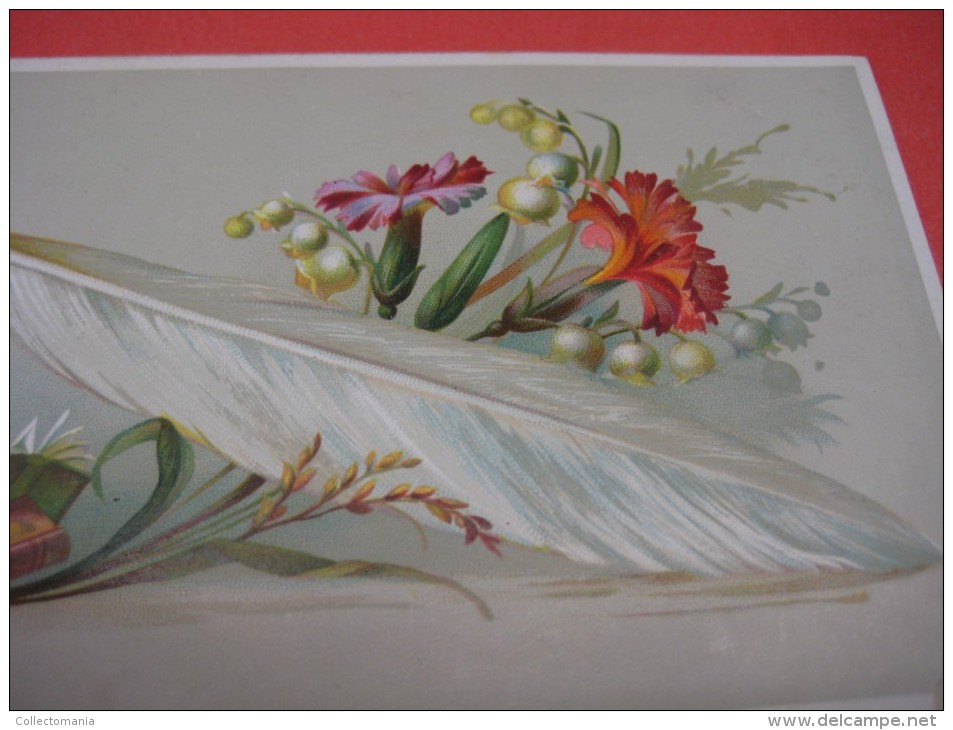 4 Early  Litho  1870 Many Colors, Superb Quality MINT 18cmX9cm - Inkt En Pluim Veer Schrijfgerief School Inktpot Feather - Collezioni