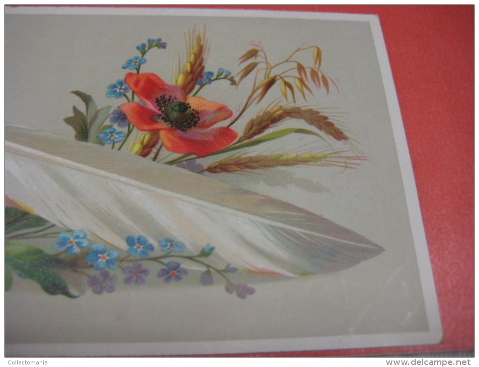 4 early  litho  1870 many colors, superb quality MINT 18cmX9cm - inkt en pluim veer schrijfgerief school inktpot feather