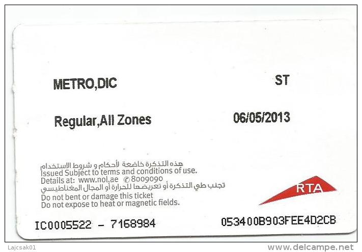 United Arab Emirates Dubai Metro Ticket - Monde