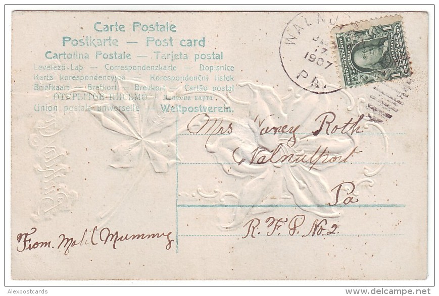 BIRTHDAY GREETINGS. LILY FLOWER. Nice Embossed (Postally Used, PM 1907) - Verjaardag