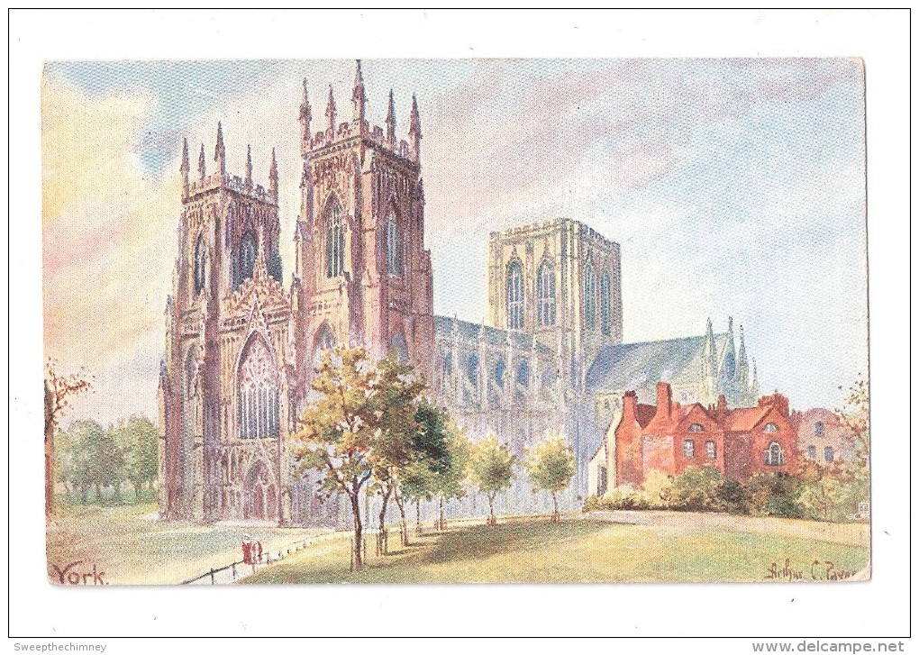 YORK CATHEDRAL ARTIST DRAWN BY ARTHUR PAYNE ART DRAWN POSTCARD TUCKS OILETTE - SERIES 6499 - - York