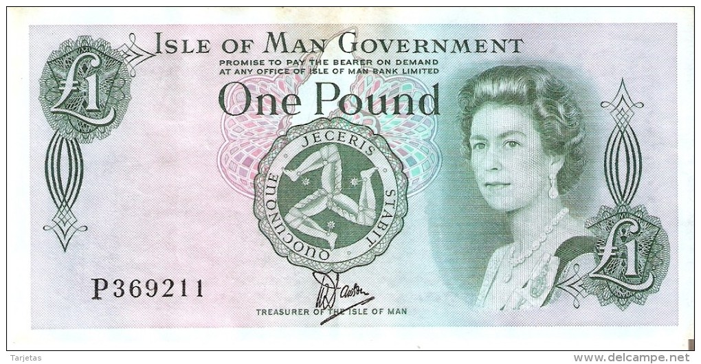 BILLETE DE LA ISLA DE MAN DE 1 POUND DEL AÑO 1983  (BANK NOTE) MUY RARO - 1 Pound