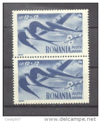 Romania 1948 Labour, Youth, Blue Air, Birds, X 2, 12L + 12L, MNH S.189 - Neufs