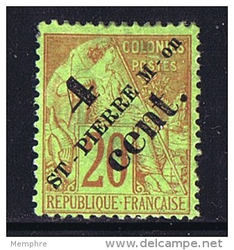 SPM  Alphée Dubois 20  Cent .  Surchargé  4 Cent   Yv  41 * MH - Nuevos