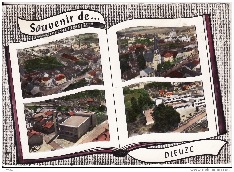 DIEUZE-DUSS (Moselle)  Carte Grand Format 4 VUES -Avenue Foch-Ecoles-Eglise Ste-Madeleine -VOIR 2 SCANS - - Dieuze