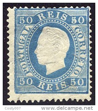 Portugal 1879 Definitives, King Luis I, 50r, Blue, MLH B.017 - Unused Stamps