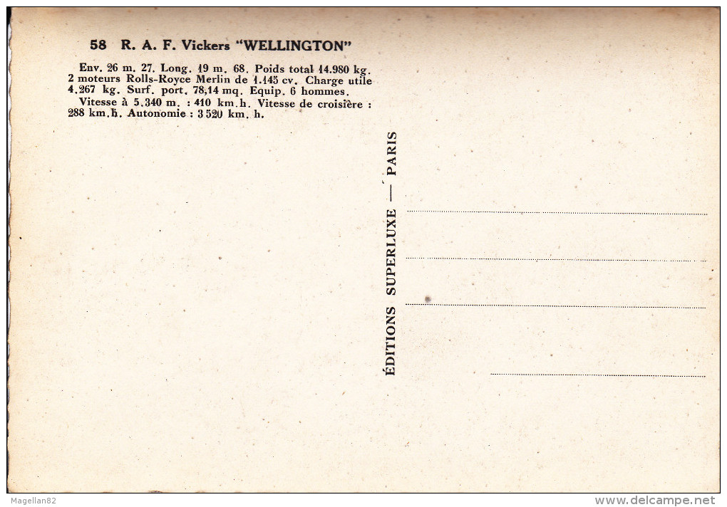 CPSM. WW2. AVION  VICKER WELLINGTON. BOMBARDIER BIMOTEUR BRITANIQUE SECONDE GUERRE MONDIALE - 1939-1945: 2. Weltkrieg