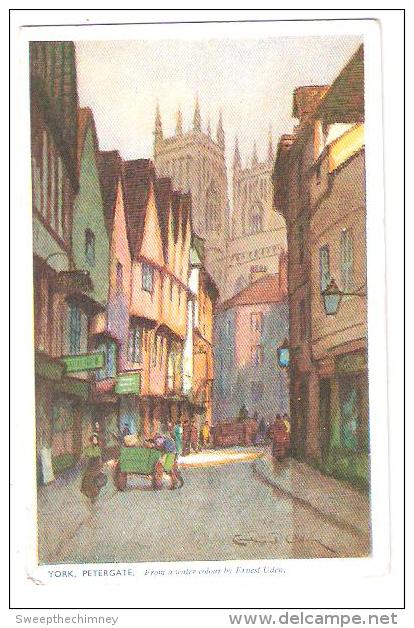 Petergate YORK ARTIST DRAWN ART DRAWN FROM A WATER COLOUR BY ERNEST DUDEN POSTCARD UNUSED - York