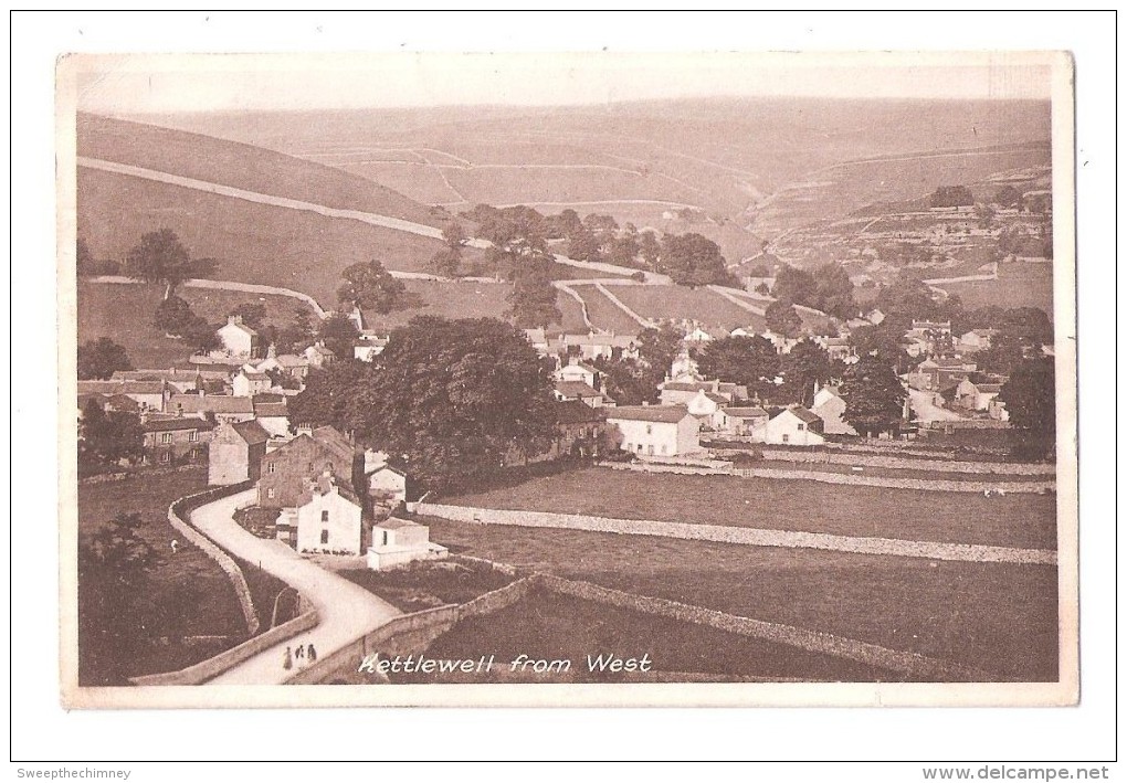 KETTLEWELL FROM THE WEST NR SKIPTON USED 1928 POSTCARD KETTLEWELL SKIPTON DOUBLE RING POSTMARK CANCELLATION - York