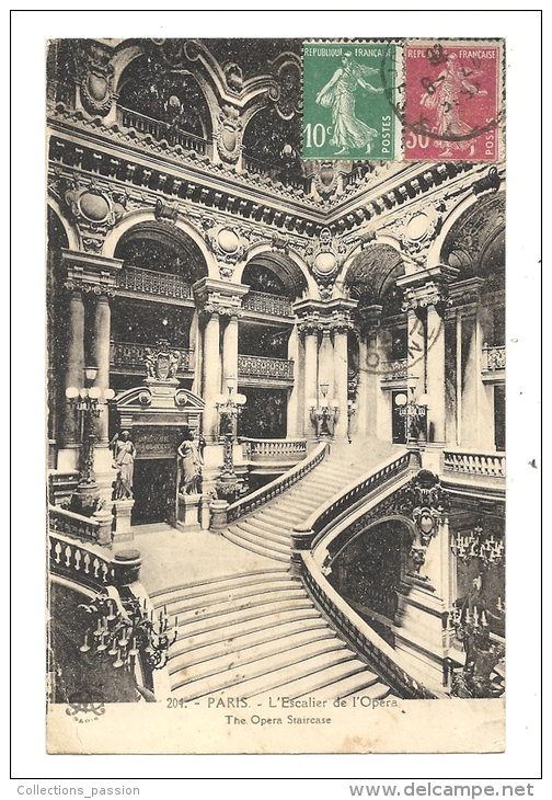 Cp, 75, Paris, L'Escalier De L'Opéra, Voyagée 1926 - Andere & Zonder Classificatie