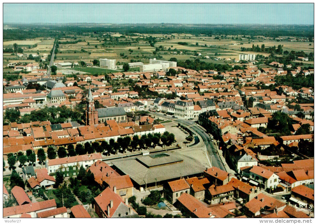 CPSM  VIC EN BIGORRE   Le Village Et Ses Environs  Vu Du Ciel - Vic Sur Bigorre