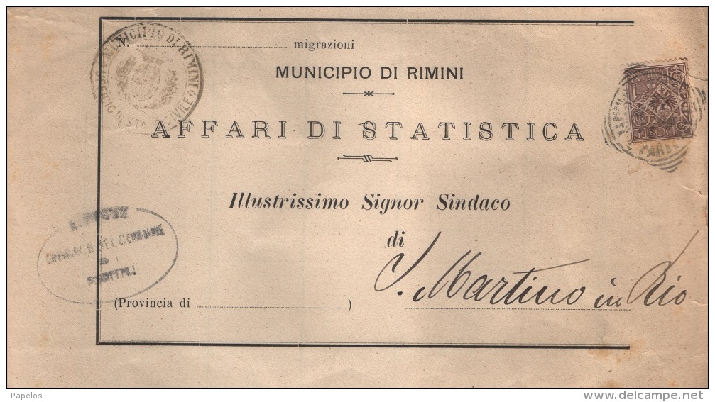 1909     LETTERA CON ANNULLO  RIMINI - Marcofilía