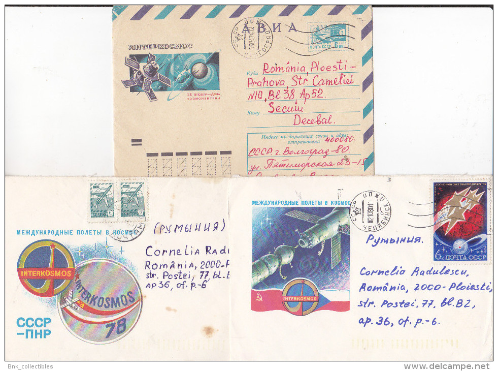 USSR Russia 3 Old Circulated Envelopes - Space - Intercosmos - Russie & URSS