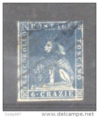 Italy Tuscany 1857 Lion 6 Crazie, Sass.15, Mi.15, Used AM.080 - Toskana