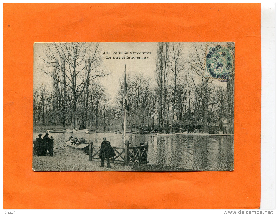 PARIS  ARONDISSEMENT 12  1903    BOIS DE VINCENNES LAC ET PASSEUR      CIRC  OUI  EDIT - Arrondissement: 12