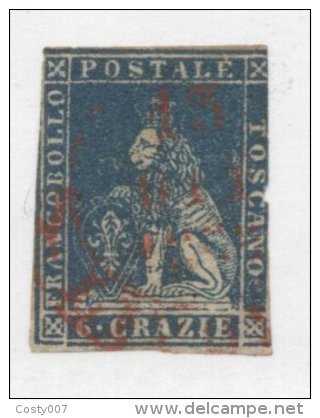 Italy Tuscany 1857 Lion 6 Crazie, Sass.15, Mi.15, Wz 2, Used AM.145 - Toscane