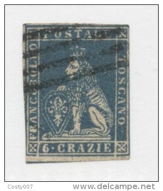 Italy Tuscany 1857 Lion 6 Crazie, Sass.15, Mi.15, Wz 2, Used AM.146 - Toskana