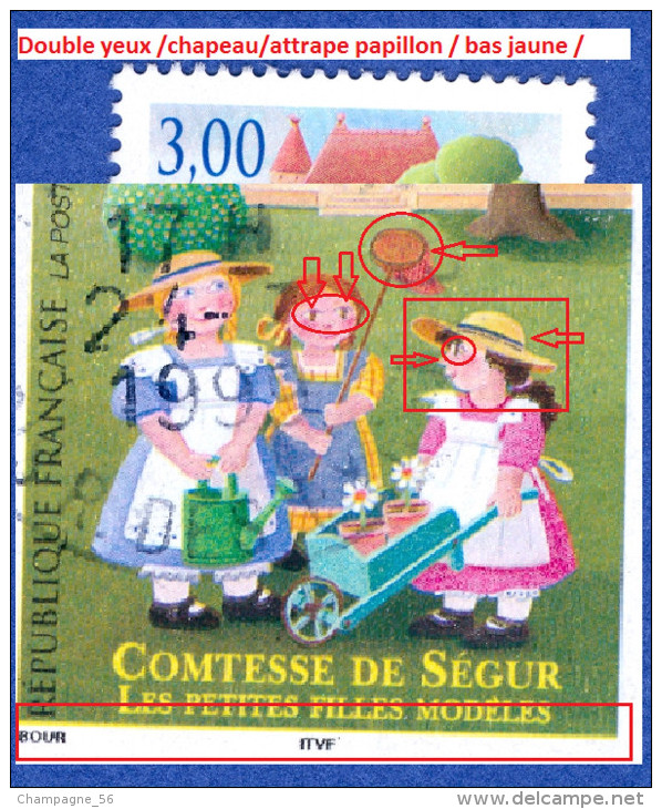 VARIÉTÉS FRANCE   1999 N° 3253  LES FILLES MODELÉS  24.?.1999 OBLITÉRÉ COULEUR TRÈS DÉCALÉE DOUBLE - Used Stamps