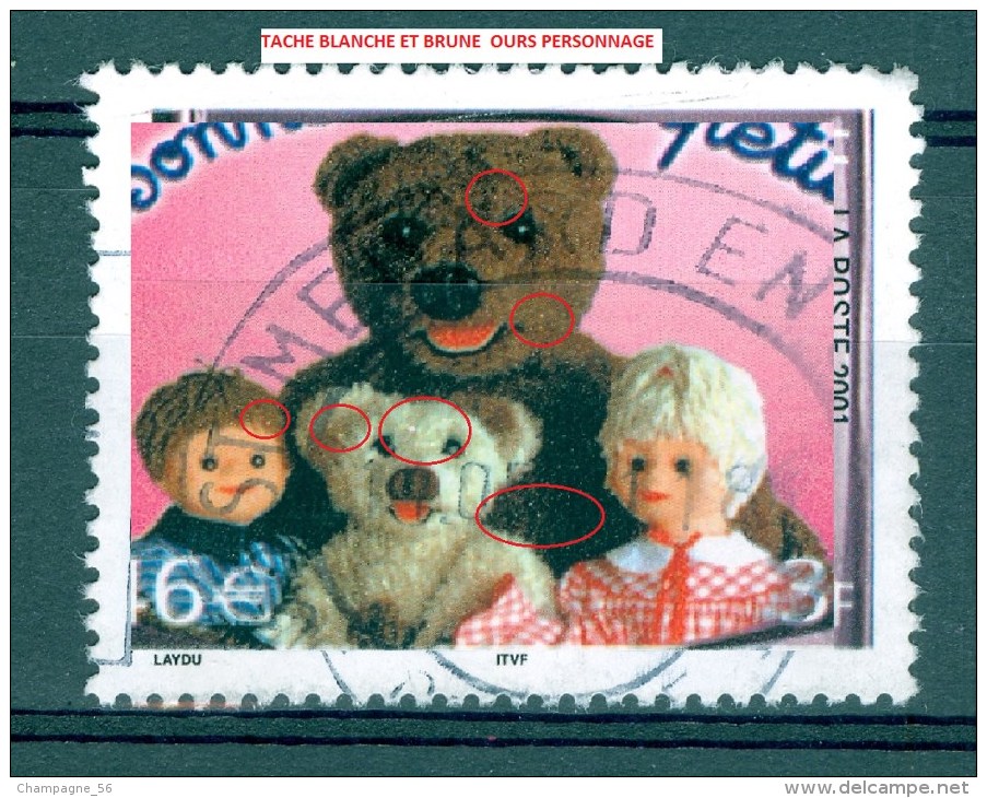 VARIÉTÉS FRANCE 2001  N° 3372   BONNE NUIT LES PETITS OBLITÉRÉ LETTRE DÉDOUBLÉE GRIS 0.60 € - Usati